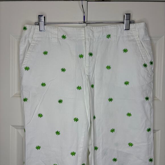 Lilly Pulitzer Size 6 Capri Pants Palm Beach Fit Embroidered Crab White Green - Picture 13 of 13